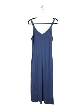 Marine Layer Blue Lexi V-Neck Ribbed Midi Slip Dress sz L